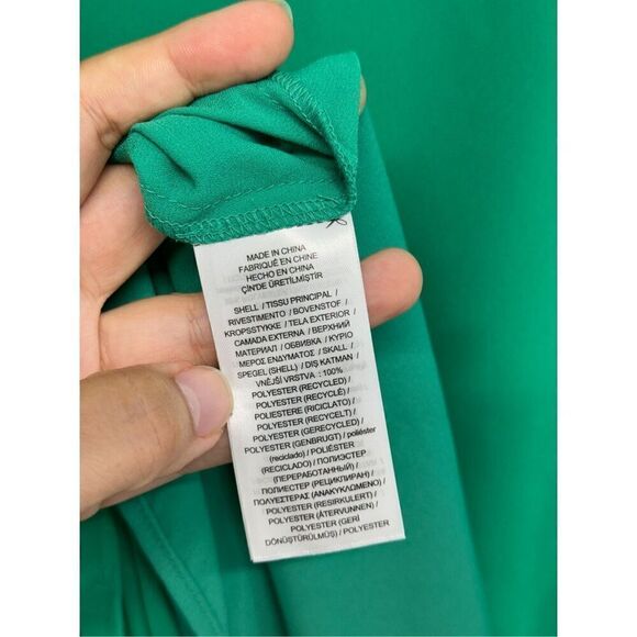 Lauren Ralph Lauren Shift Dress Size 12 Green Round Neck Ruffled NWT - Picture 12 of 13